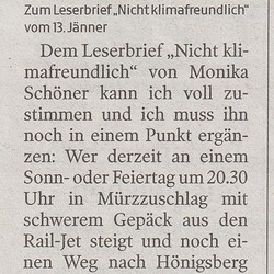 Kleine Zeitung Mürztal 14.1.2022 Leserbrief